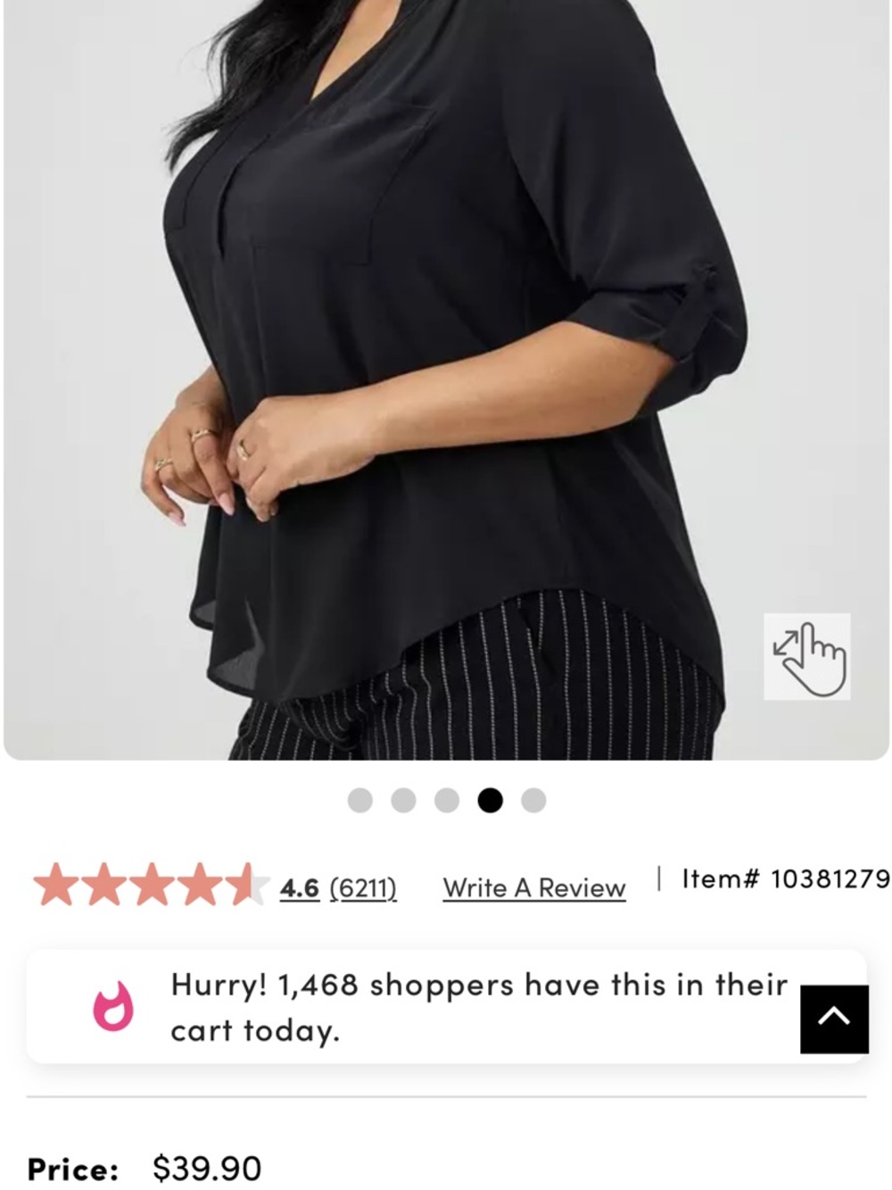 Torrid Black Blouse 2X 3/4 Sleeve Work Top Flowy Plus Size Business Casual